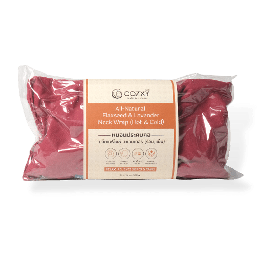 หมอนประคบคออุ่นร้อน Lavender Flaxseed Neck Wrap สีแดง Ruby - COZXY Product Image