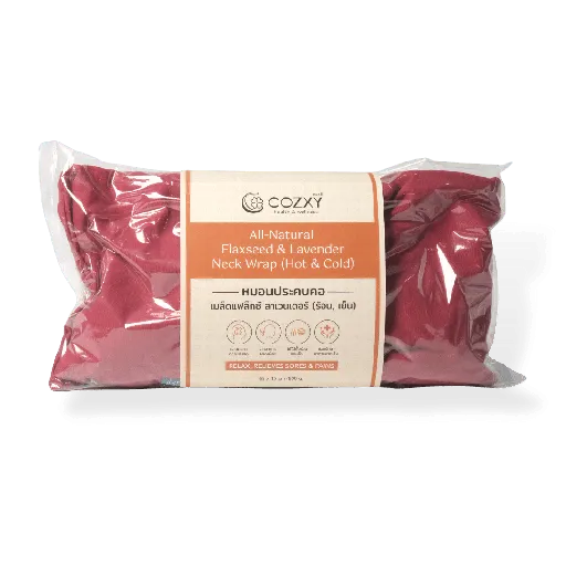 หมอนประคบคออุ่นร้อน Lavender Flaxseed Neck Wrap สีแดง Ruby - COZXY Product Image