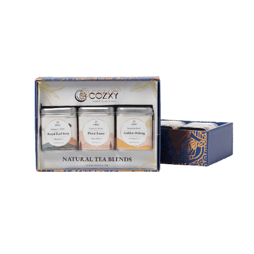 เซ็ตชาเบลนด์ 100% Natural 3 รสชาติ กล่องน้ำเงิน Navy - COZXY Product Image