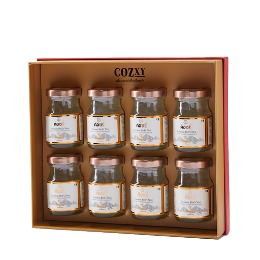 กล่องของขวัญ รังนกแท้พรีเมี่ยม 8 ขวด สูตร หวานน้อย - COZXY Product Image