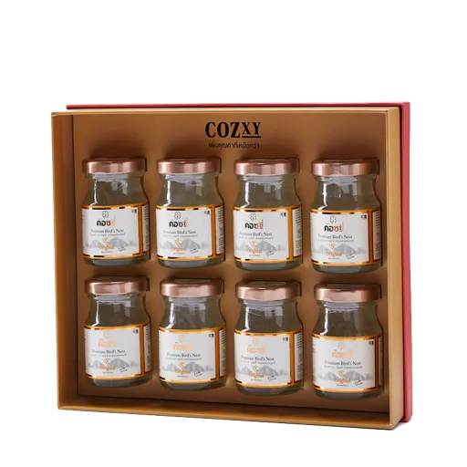 กล่องของขวัญ รังนกแท้พรีเมี่ยม 8 ขวด สูตร หวานน้อย - COZXY Product Image