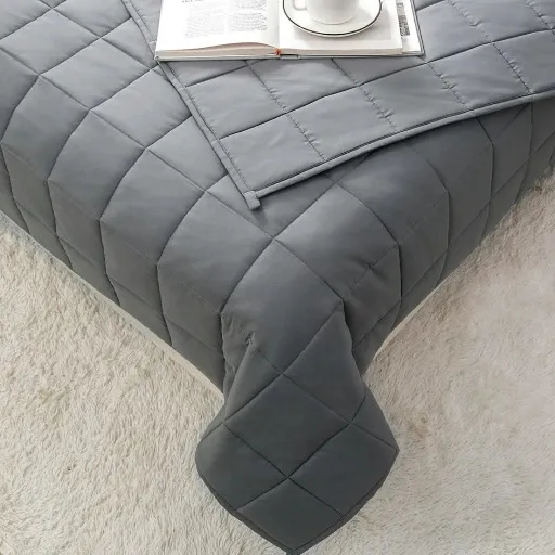 ผ้าห่มถ่วงน้ำหนัก Weighted Blanket (น้ำหนัก 5.4 กก.) Compact + ปลอกผ้าห่ม Bamboo Cooling Cover (สีกรมท่า Navy) - COZXY Product Image