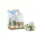 Blue & Bloom รังนกพรีเมี่ยม 4 ขวด ในกระเป๋าดอกไม้ประดิษฐ์