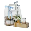 Extra Blue & Bloom คุกกี้ธัญพืชกล่องโลหะ และชาเบลนด์ 2 กระปุกในกระเป๋าดอกไม้ประดิษฐ์